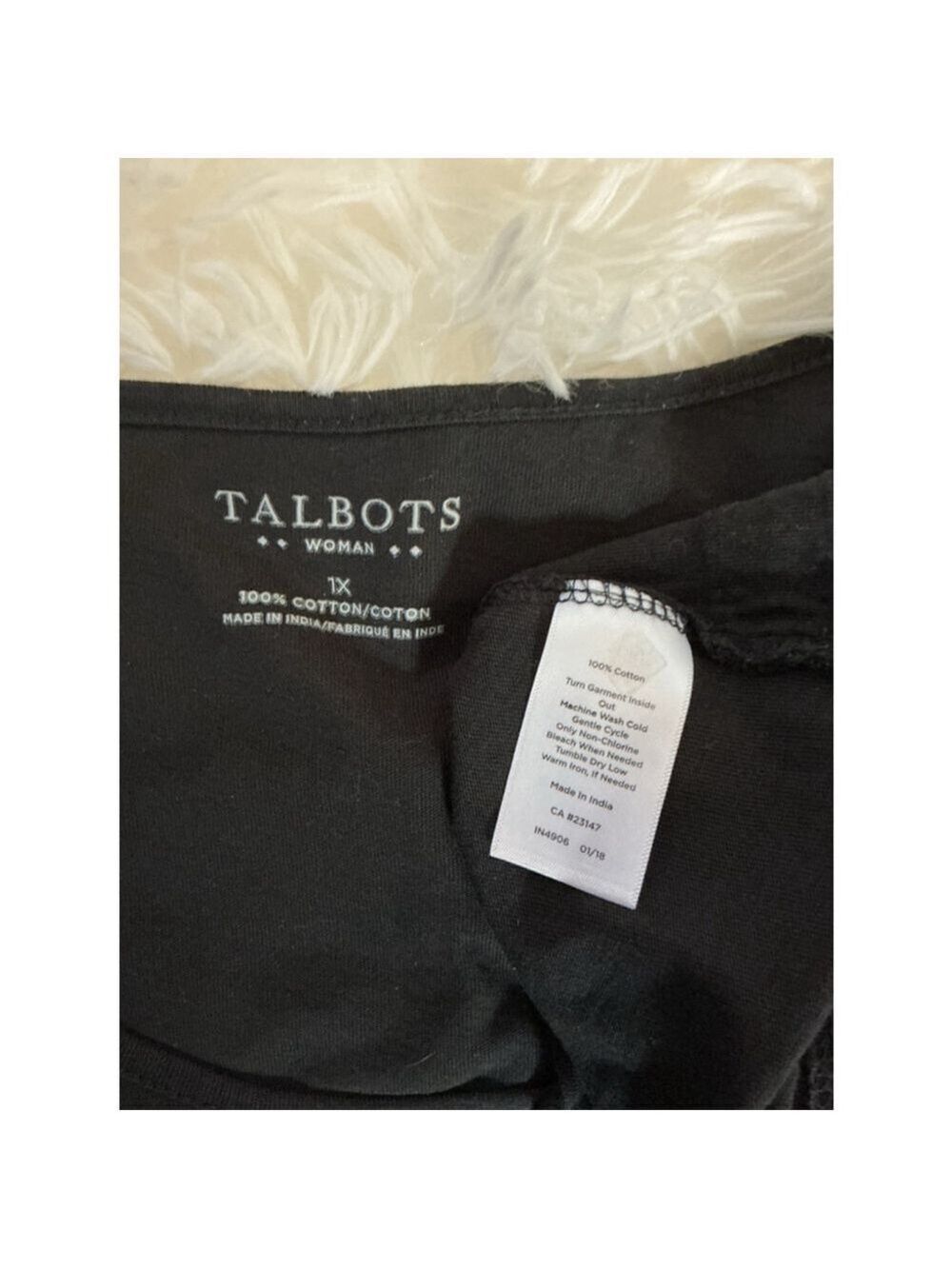 Women's Talbots Black Short Sleeve Tee with Lace Trim - Plus 1X - Picture 2 of 11